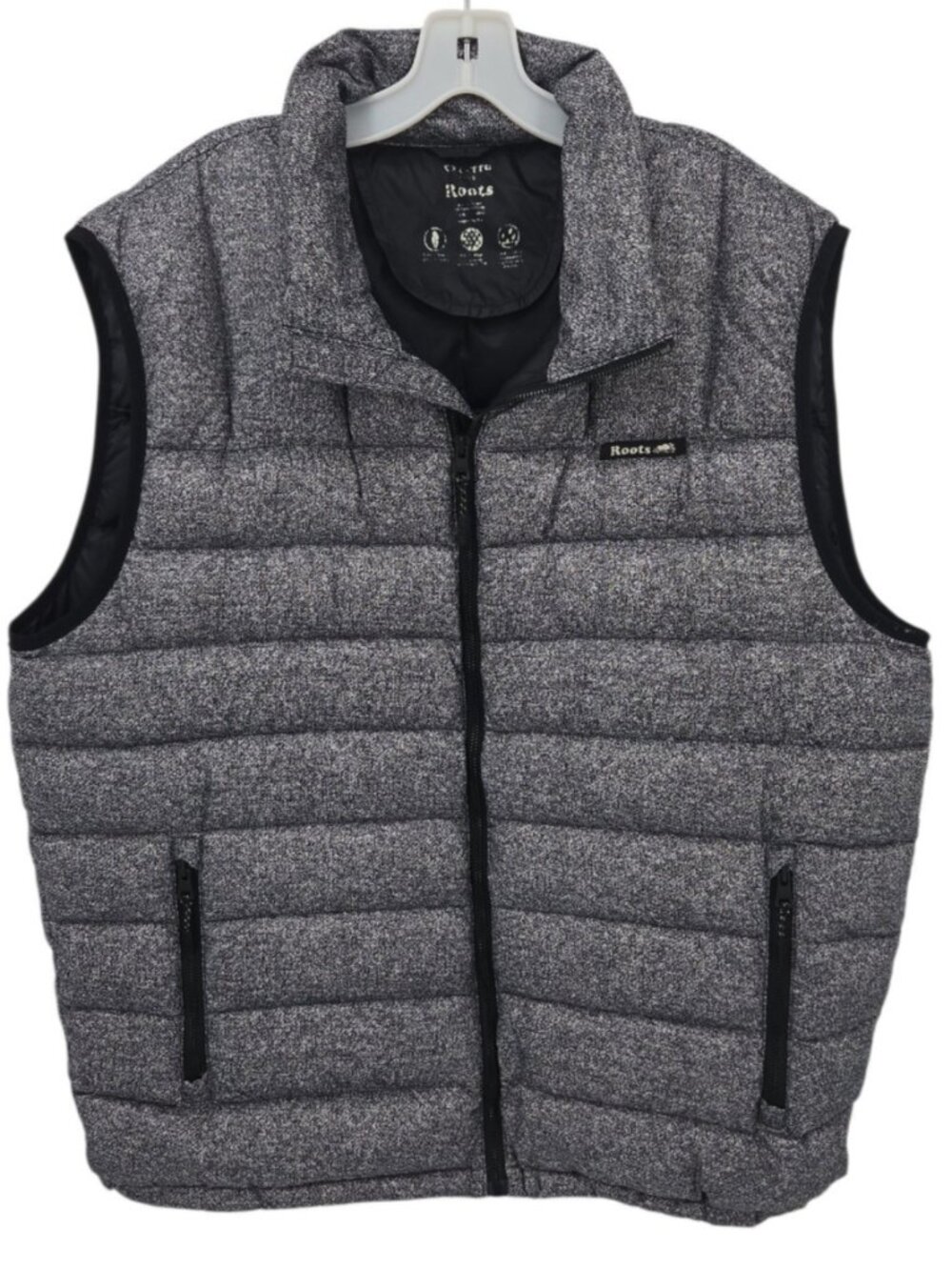 Roots Algonquin Packable Down Puffer Vest Gray Mens XXL Full Zip